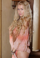 Белокурая домохозяйка показывает грудь и киску 1 фото